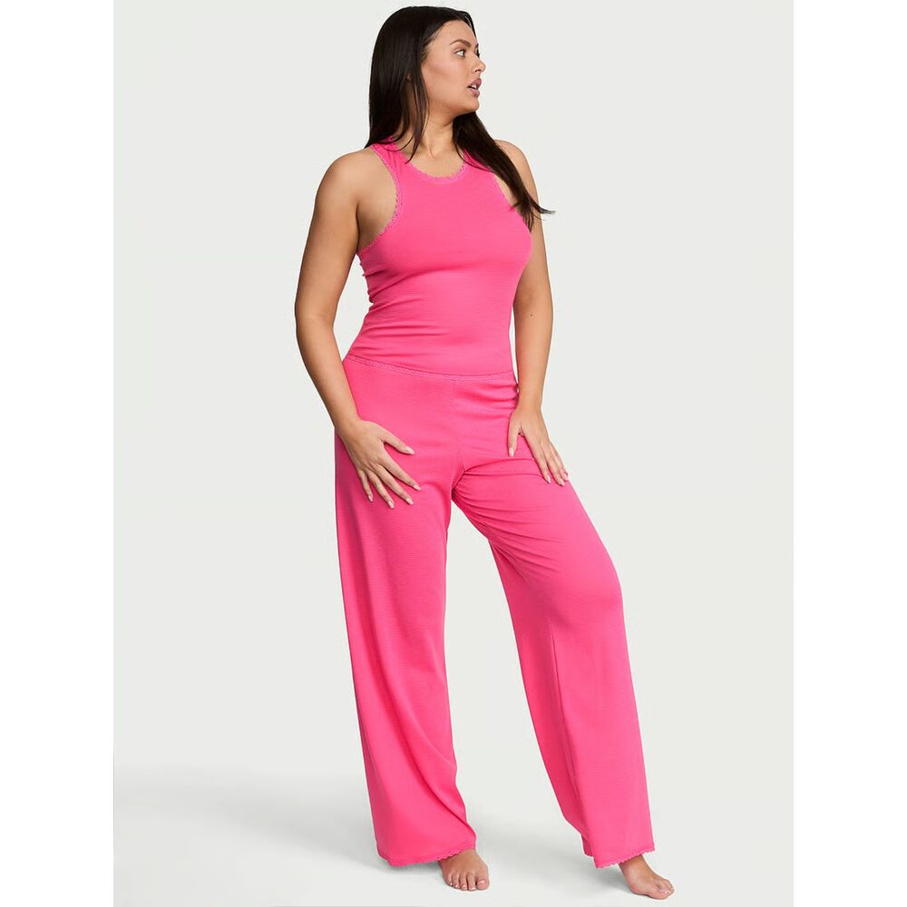 Victoria's Secret Women's Ribbed Tank Top & Pants Sleep Set Bombshell Pink Large